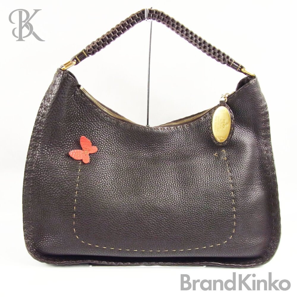 Fendi Selleria Hobo Bag Stitching Brown